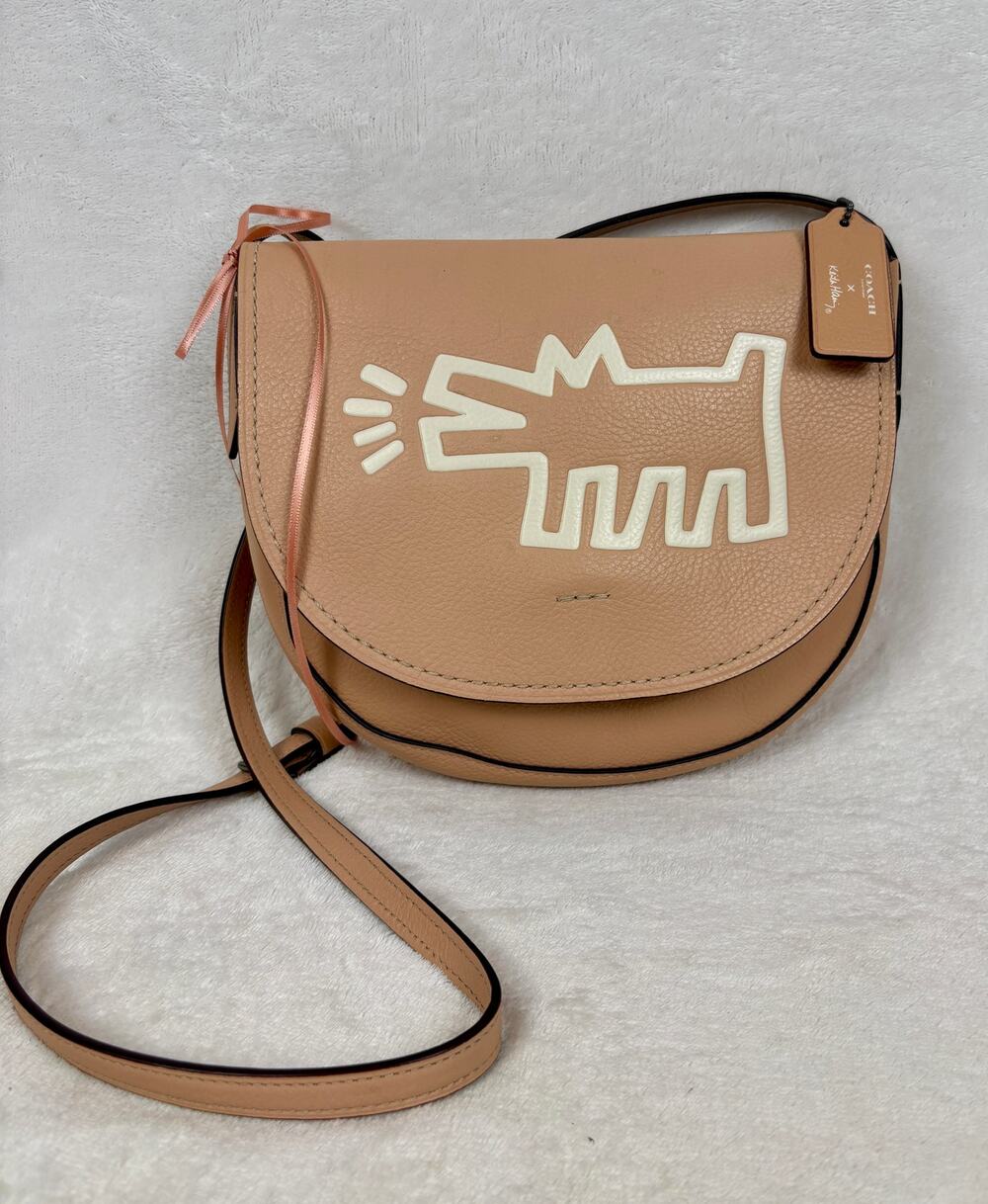 Coach X Keith Haring Limited Edition Crossbody in Saddle Pebble Leather